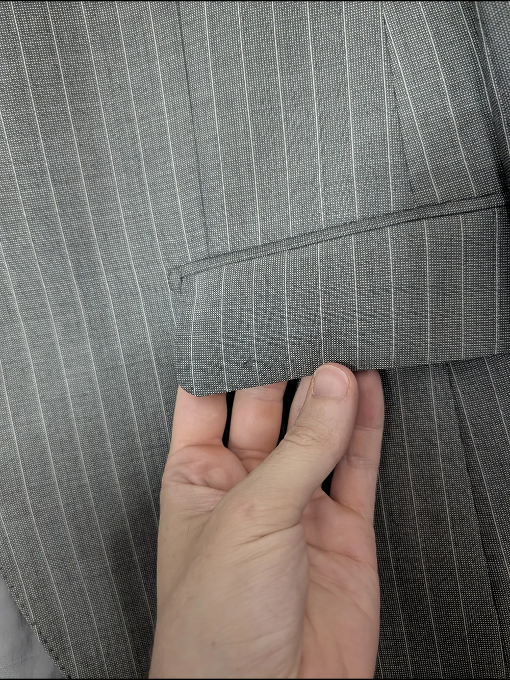 CARVEN Gray Pinstripe Savile Row Wool Men's 2pc Suit - Jacket and Trousers